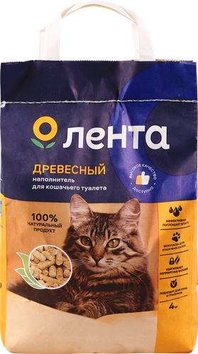 

Наполнитель древесный для кошачьего туалета Лента 4 кг