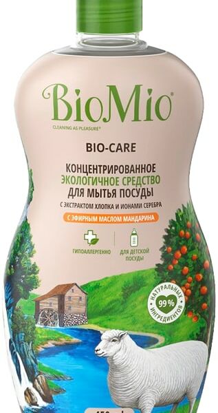 Концентрированное экологичное средство для мытья посуды BioMio Bio-Care с маслом мандарина 450мл
