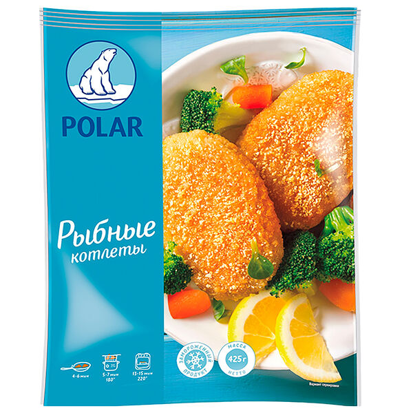 Котлеты рыбные Polar в панировке замороженные, 425г