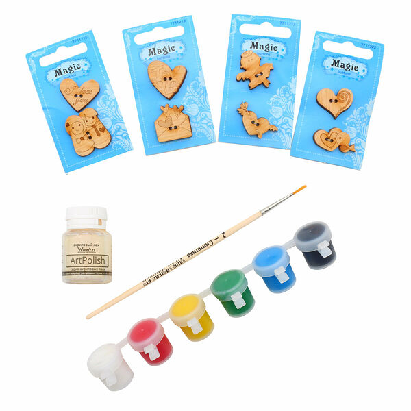 Набор пуговиц для раскрашивания 'Любовь' (2-3см), с красками, Astra&Craft