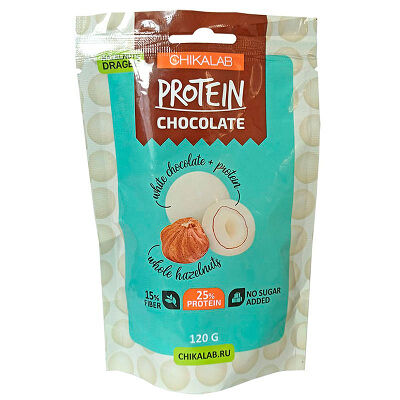 Драже Chikalab 25% Protein Фундук в белом шоколаде без сахара 120 г