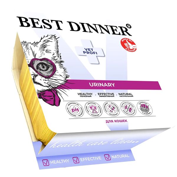 Влажный корм Best Dinner Vet Profi Urinary для любых кошек , нежный паштет с ягнёнком, профилактика и лечение МКБ 100гр
