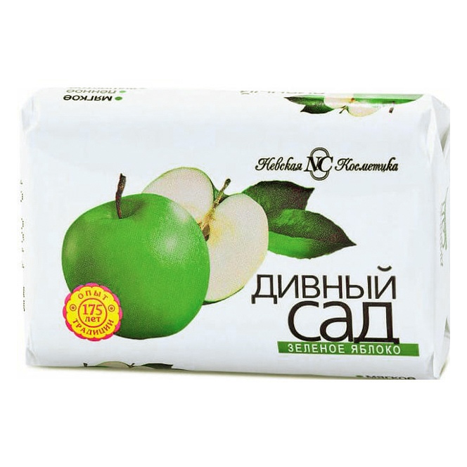 

Мыло туалетное Невская Косметика Дивный сад зеленое яблоко, 90 г