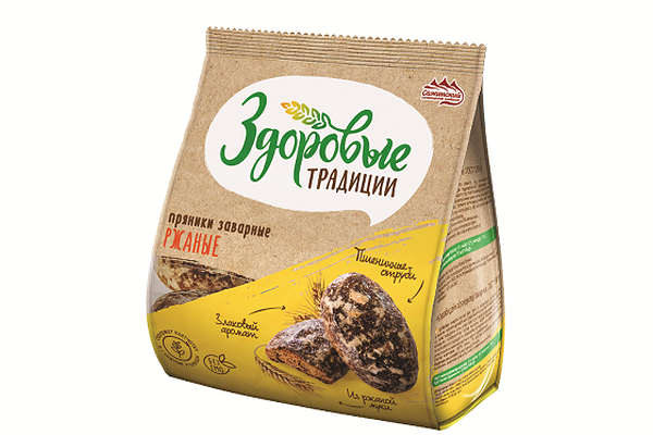 Пряники заварные Здоровые традиции Ржаные 