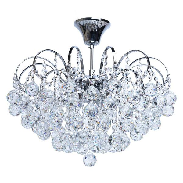 Люстра Жемчуг, Е14, 60 Вт, хрустальные шарики, хром