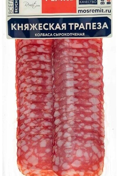 Колбаса сырокопчёная Княжеская трапеза Ремит нарезка, 100г