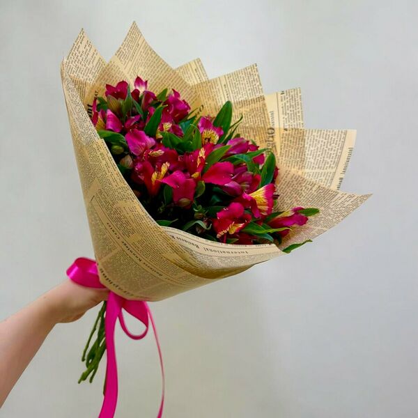 Милый и нежный букет из 9 альстромерий №876