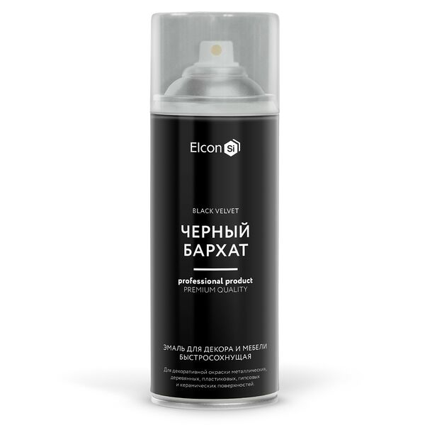 Эмаль для декора и мебели быстросохнущая Elcon, черный бархат, 520 мл, аэрозоль
