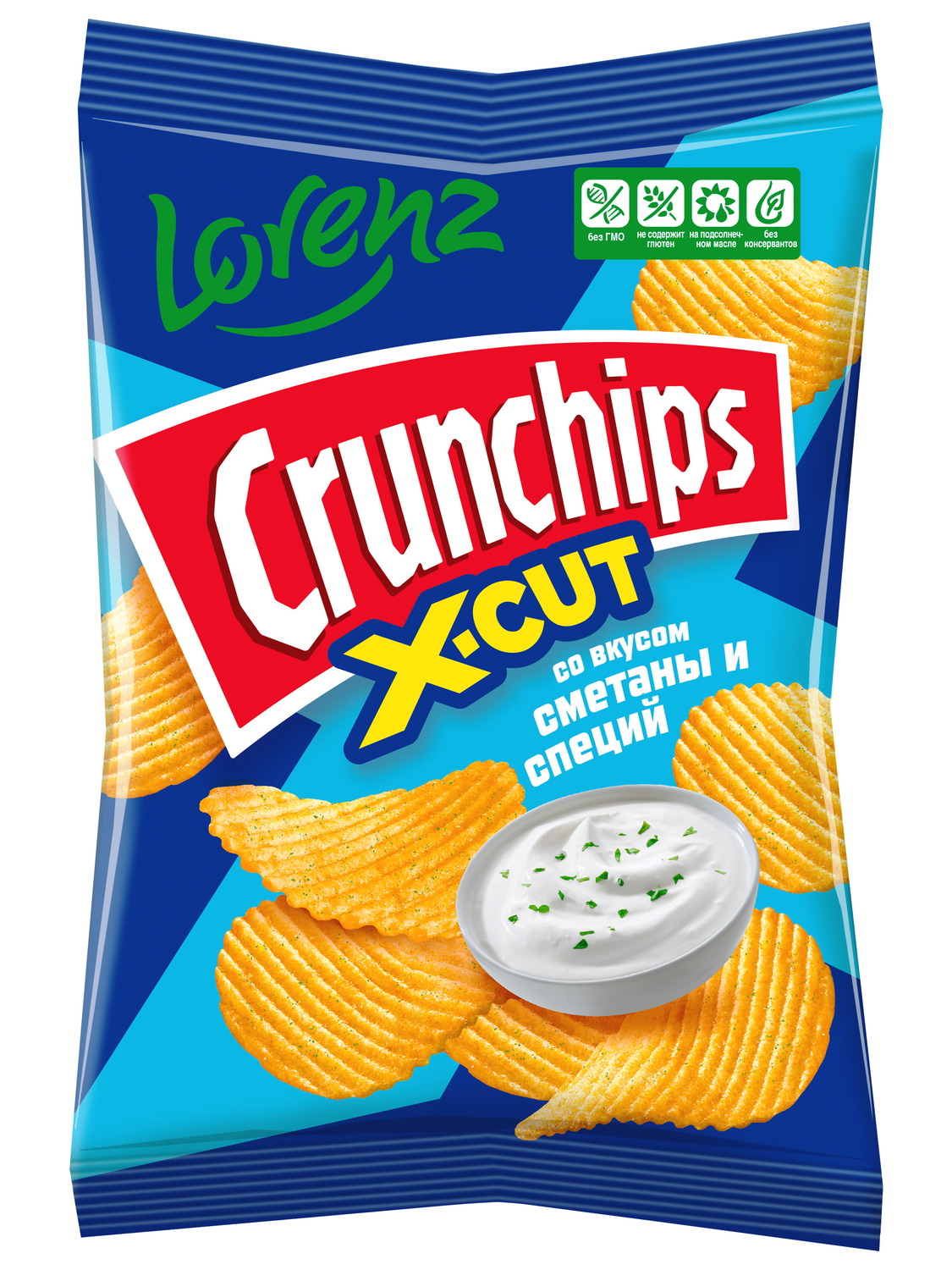 

Чипсы Crunchips X-Cut картофельные рифленые со вкусом сметаны и специй 70 г