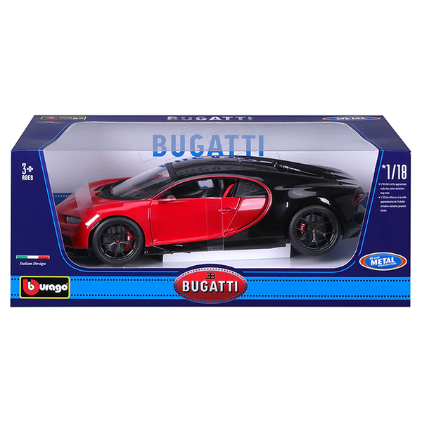 Машинка die-cast Bugatti Chiron Sport 1:18 чёрно-красная открывающ двери Bburago 18-11044RD