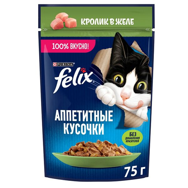 Феликс 75г Конс д/к кусочки в желе кролик