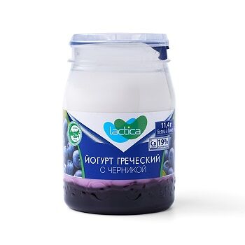 Йогурт Lactica греческий 2х-слойный с черникой 3%