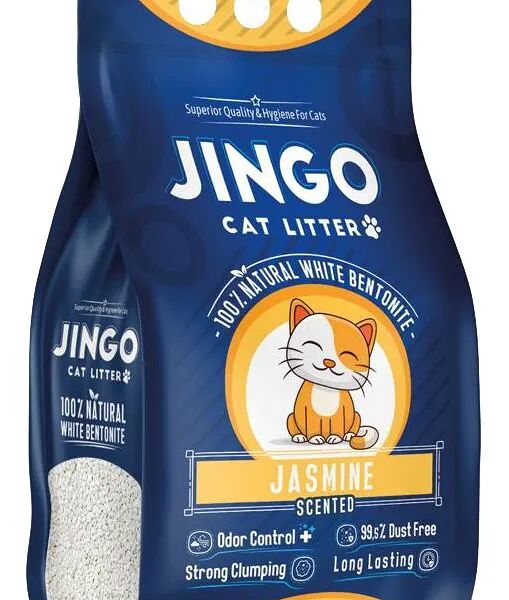 Комкующийся наполнитель Jingo Jasmine для кошачьего туалета с ароматом жасмина 5л