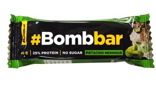 Батончик протеиновый Bombbar глазированный Фисташковая меренга 40г