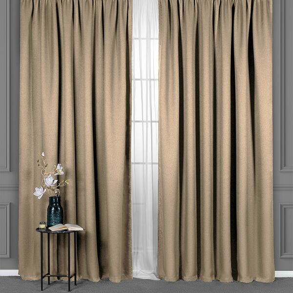 Штора на ленте Daily by T Лорена, 220х270 см, полиэстер, темно-бежевый, 1 шт