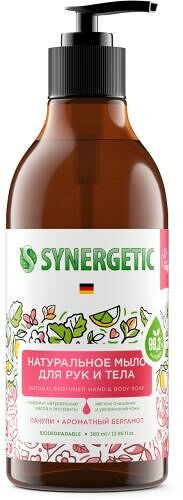 Мыло для рук и тела натуральное Synergetic Пачули и ароматный бергамот