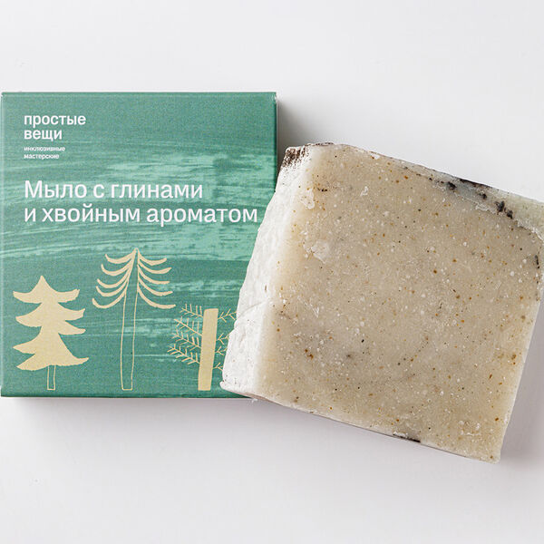 Мыло для рук и тела с глинами хвойным ароматом
