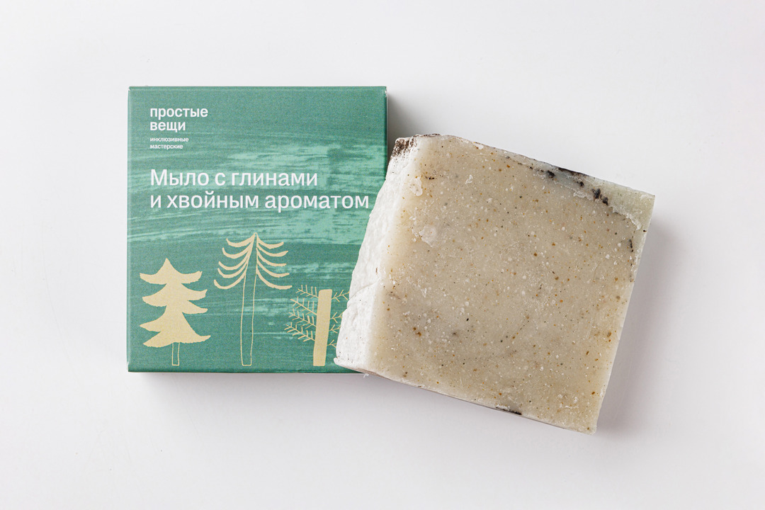 

Мыло для рук и тела с глинами хвойным ароматом 100 г