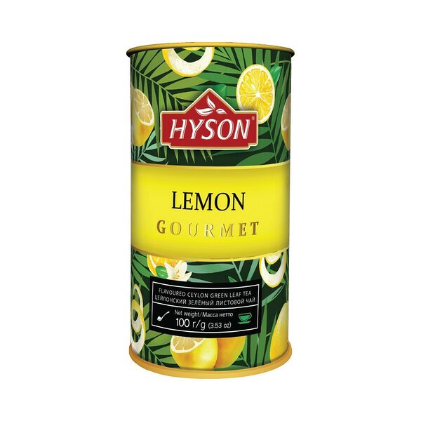 Чай HYSON Лимон зел лист аром кругл банка 100г