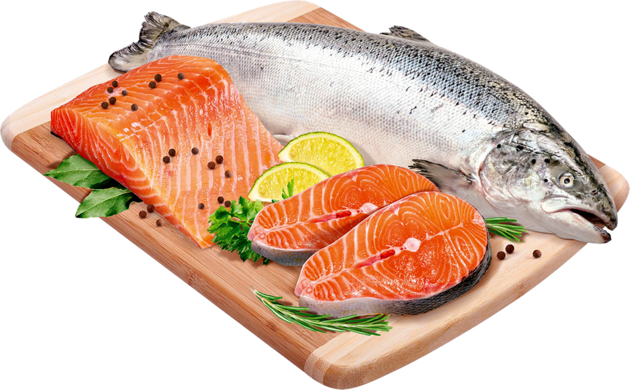 

Лосось атлантический Лента Fresh потрошеный с головой из замороженного сырья вес