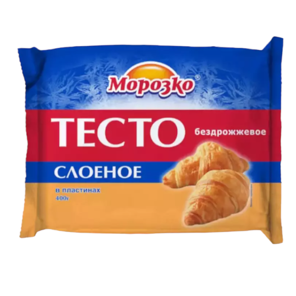 Тесто бездрожжевое Морозко слоёное в пластинах, 400г