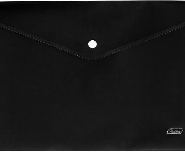 Папка-конверт Hatber на кнопке А4 черная