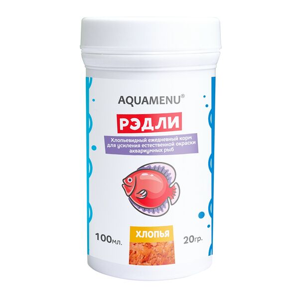 Aquamenu Рэдли хлопья для усиления естественной окраски рыб 100 мл
