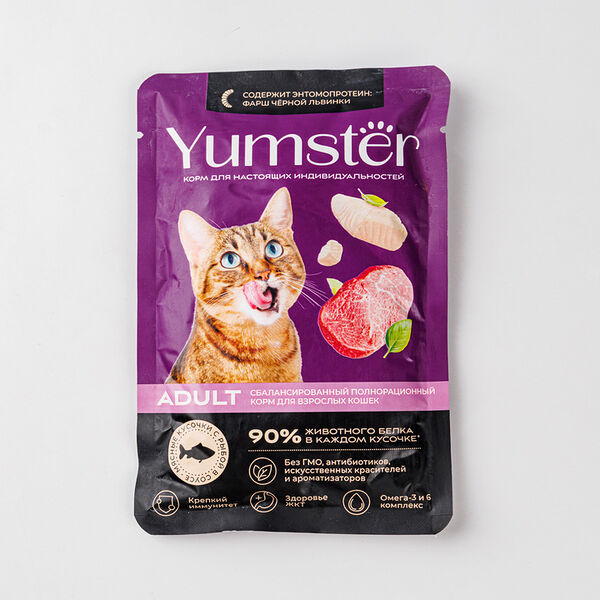 Корм влажный для взрослых кошек с рыбой в соусе Yumster, 85 г