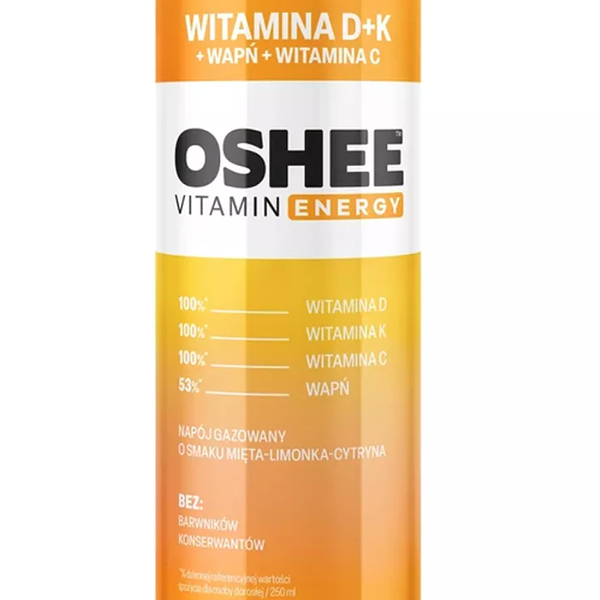 Напиток энергетический Oshee со вкусом мяты, лимона с витаминами и минералами газированный 250 мл