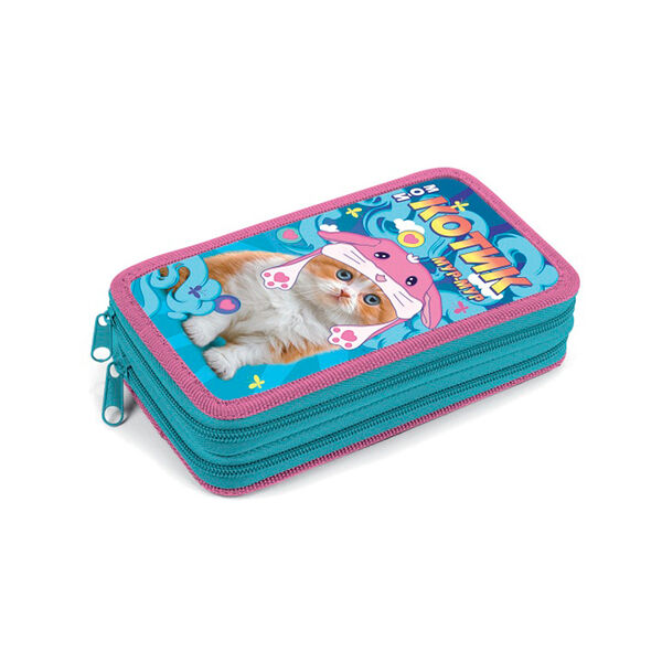 Пенал Hatber Мой котик 190х110мм 2отд на молнии глянц лам с табл умн NPn_47078