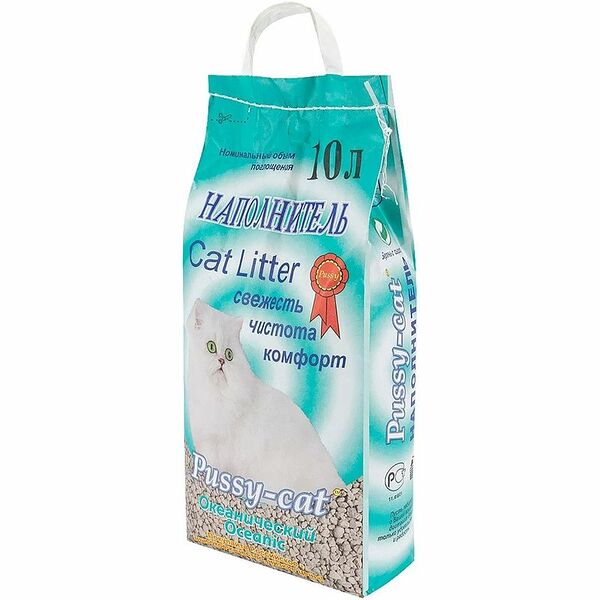 Наполнитель Pussy-cat минеральный впитывающий океанический 5 кг