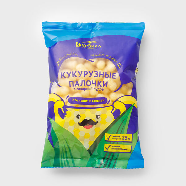 Палочки кукурузные в сахарной пудре с бананом и стевией