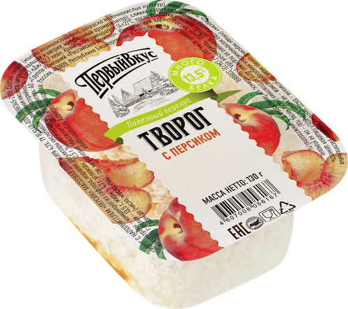 

Творог Первый вкус с наполнителем персик 4,3% без змж 130 г