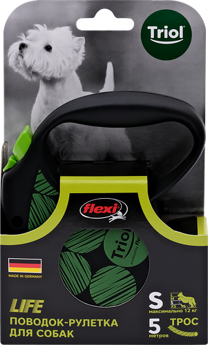 Поводок-рулетка для собак FLEXI размер S до 12кг, трос, 5м