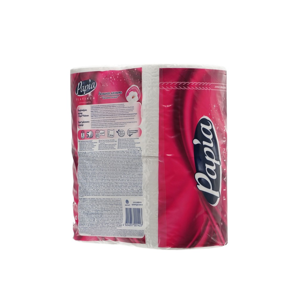 

Туалетная бумага Papia Pure&Soft Platinum Белая 5 слоёв 4 рулона