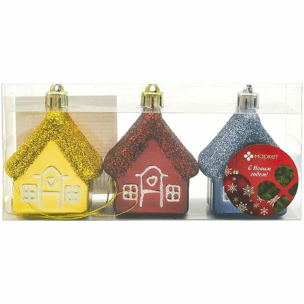 Набор ёлочных украшений Деревушка Маркет, 3шт