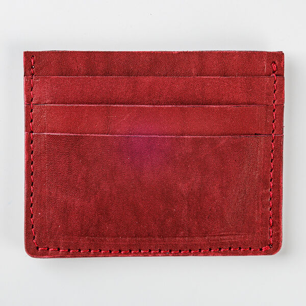 Картхолдер из натуральной кожи, цвет: бордовый
