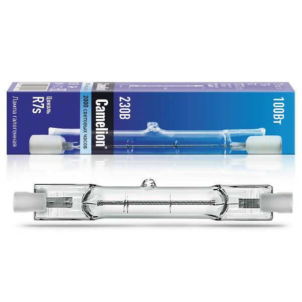 Лампа галогенная линейная Camelion, R7s, 100Вт, 220В