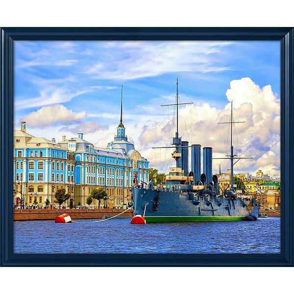 АЖ-1955 Картина стразами 'Крейсер Аврора' 50*40 см