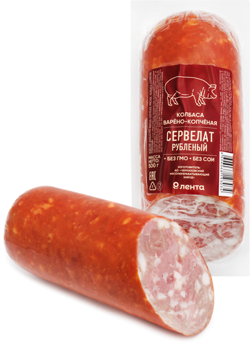 

Колбаса копчено-вареная ЛЕНТА Сервелат рубленый 500 г