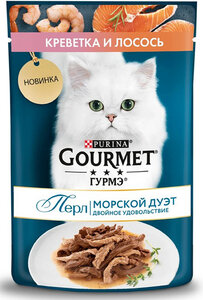 Gourmet Перл Корм для кошек креветка лосось в Магнит со скидкой –35%