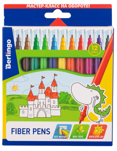 

Фломастеры Berlingo Замки смываемые 12 цветов
