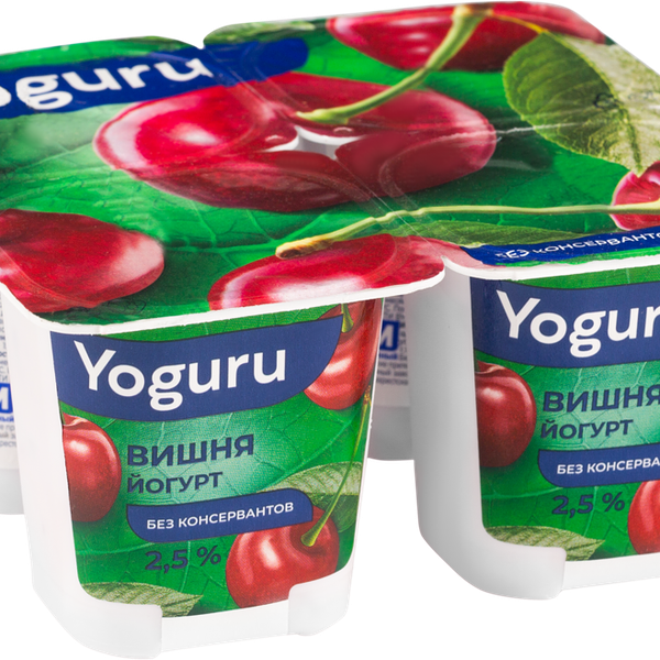 Йогурт YOGURU Вишня 2,5%, без змж, 125г