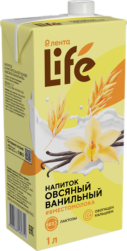 

Напиток растительный Лента Life Овсяный Ванильный, 1000 мл