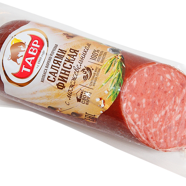 Салями ТАВР финская копчено-вареная с можжевельником, нарезка