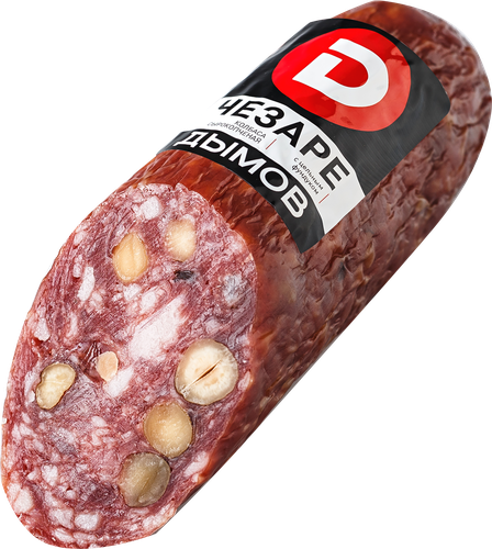 

Колбаса сырокопченая ДЫМОВ Чезаре с фундуком, со срезом, 260г