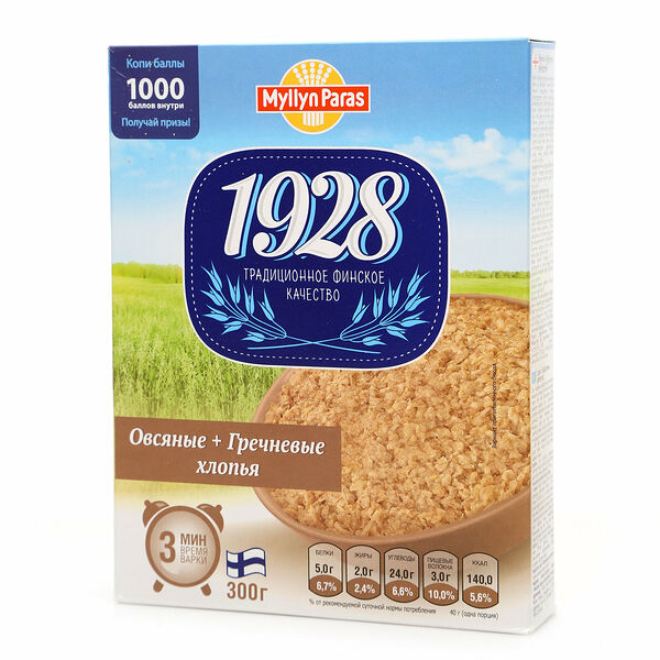 Хлопья овсяные и гречневые Myllyn Paras