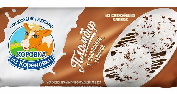 Пломбир Коровка из Кореновки с шоколадной крошкой 15%, 400 г