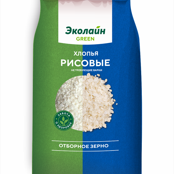 Хлопья рисовые не треб. варки Эколайн GREEN 0,38кг