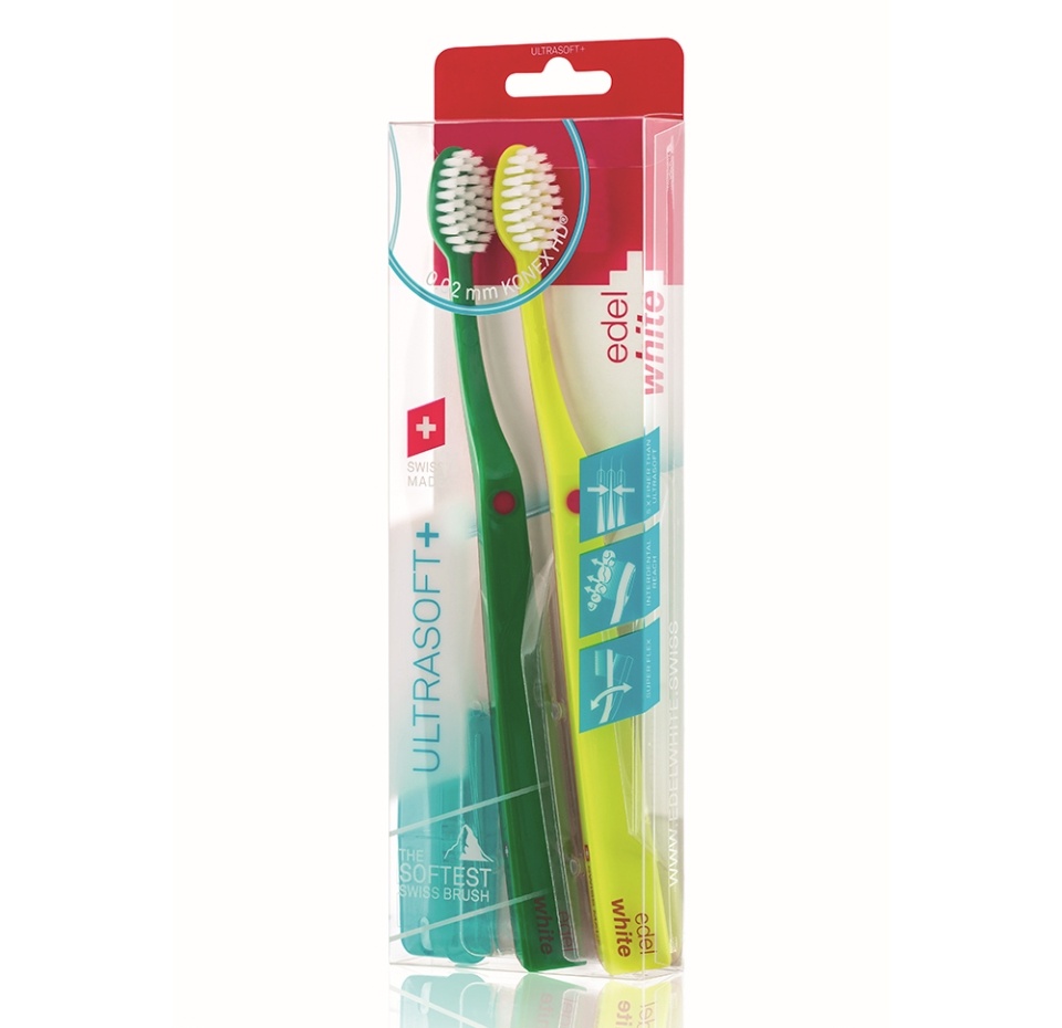 

Зубная щетка edel+white Ultrasoft+ ультрамягкая 2 шт, цвет в ассортименте